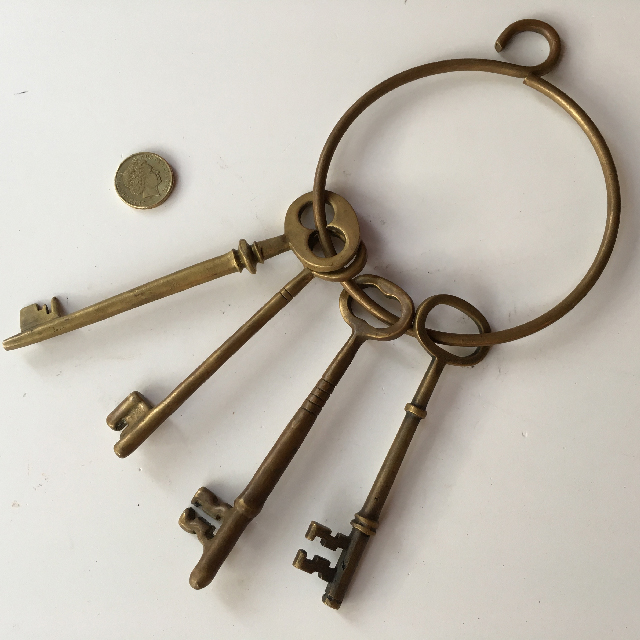 KEY SET, Brass Skeleton Set of 4